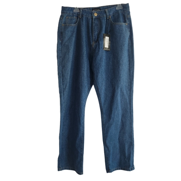 PRETTY LITTLE THING MID WASH BASIC STRAIGHT LEG JEANS SZ 14 - Picture 3 of 4